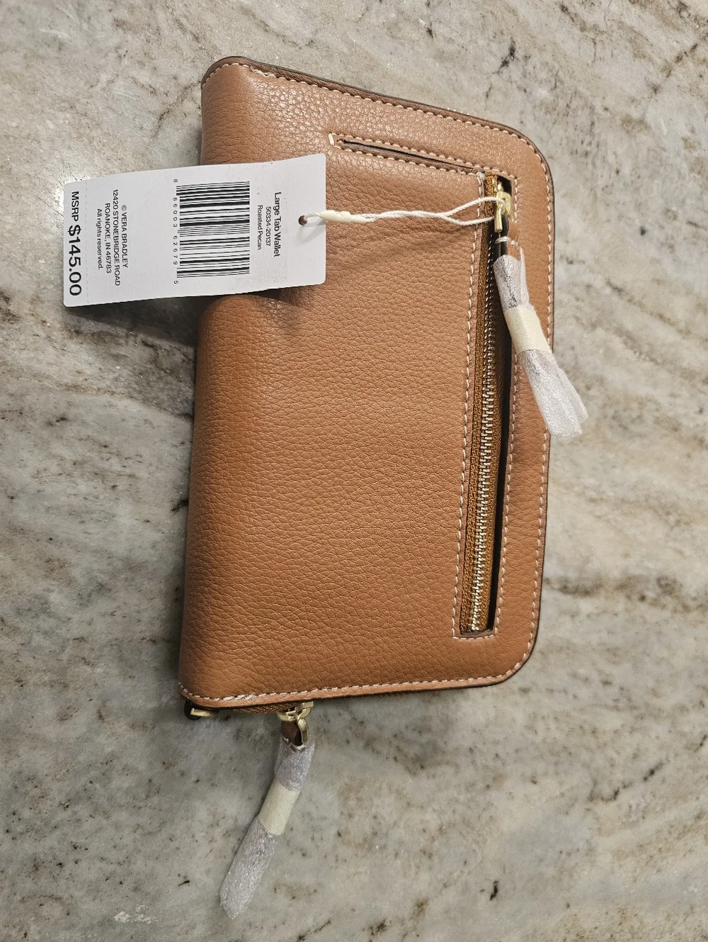 Vera Bradley Roasted Pecan Leather Large Tab Wallet NWT MSRP $145 - Picture 2 of 15